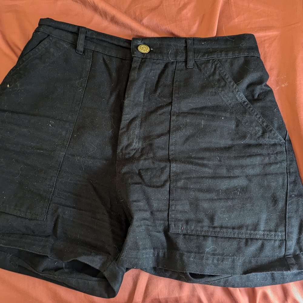 Big Bud Press Black Cargo Shorts with Cuffed Hems